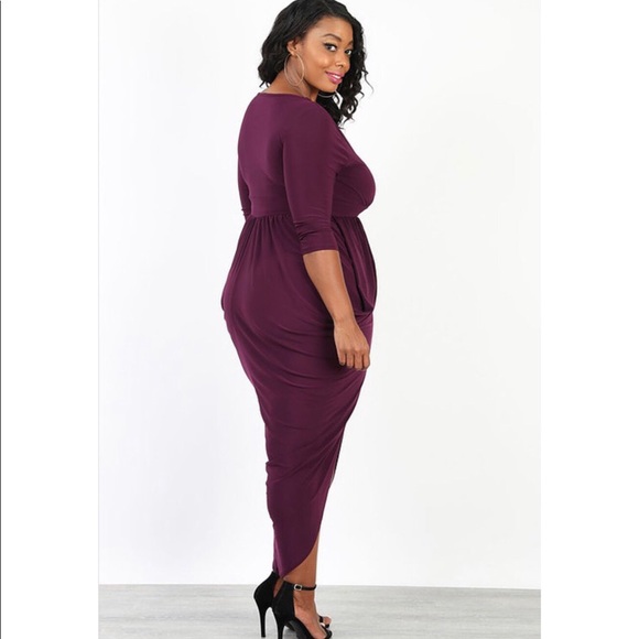 Curvy Collection Plum Surplice Maxi Dress - Picture 3 of 6